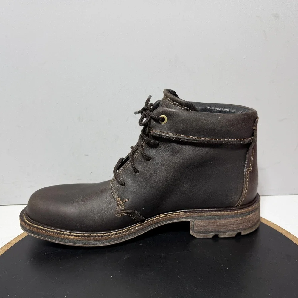 Ecco Boots Mens Size 10 Brown Leather Lace Up Dry Ankle Casual Outdoor